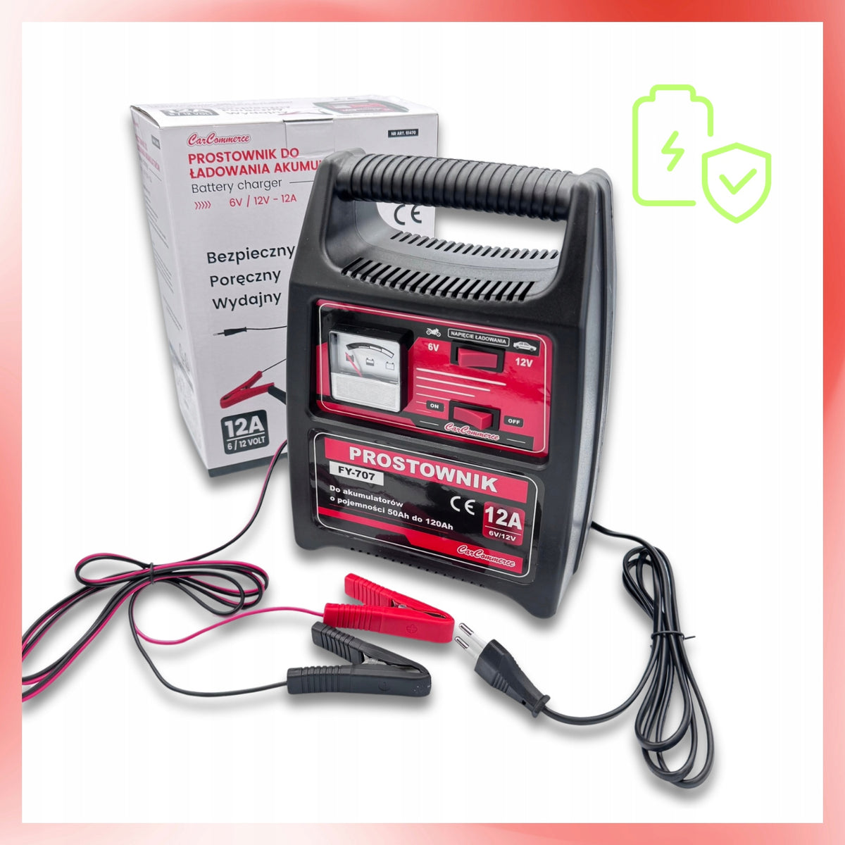 Rectifier for Car Batteries 12A 6V-12V Charger for Car Solid Manufacturer's catalog number Prostownik do akumulatorów