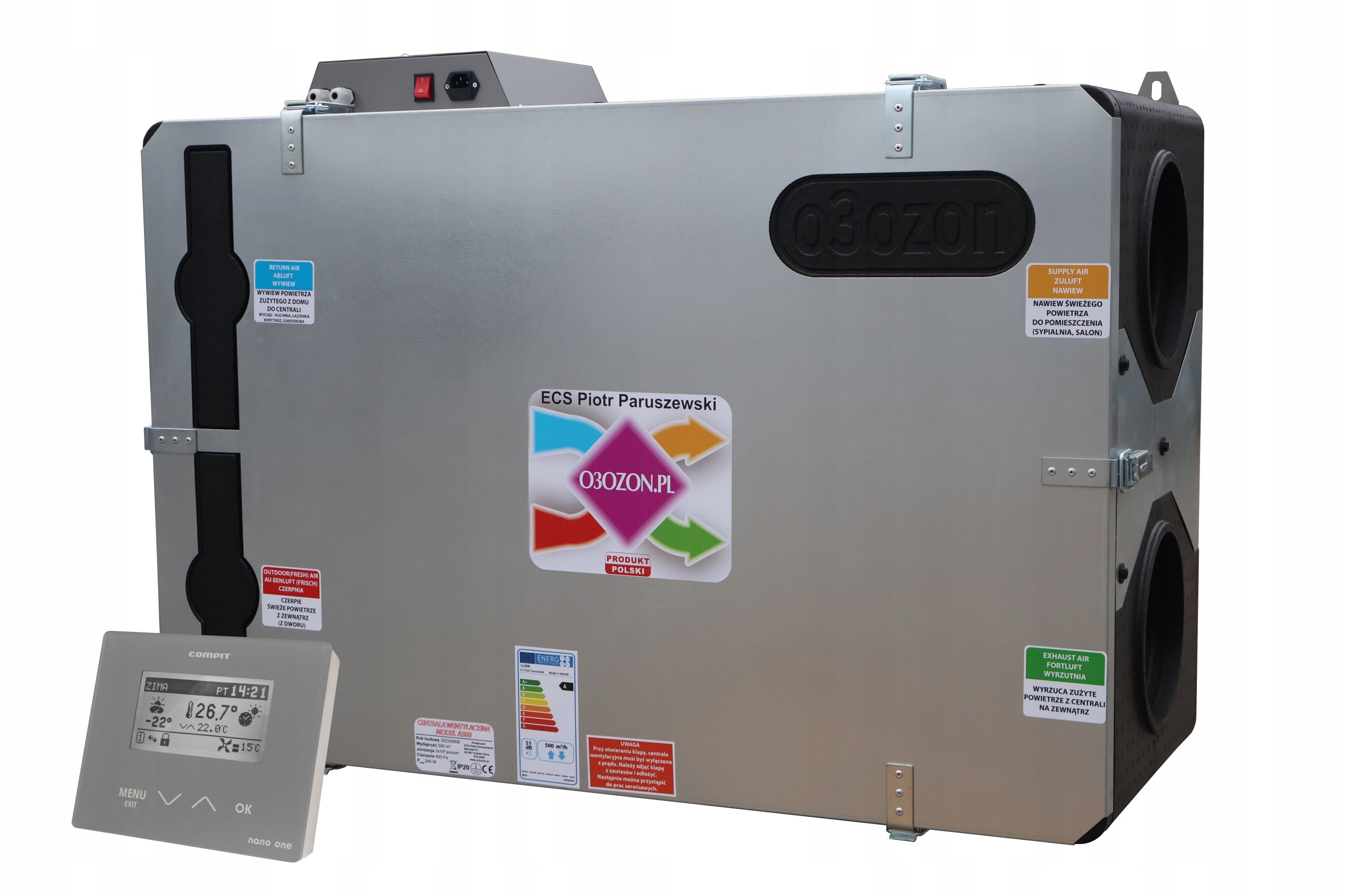 Recuperation ventilation set house 150-200m2 with control panel A300EPP Brand MAX-VENT