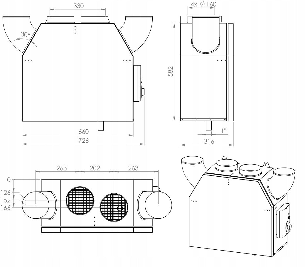 Recuperator 250 ionizer ventilation unit Range of energy efficiency classes A+ - G