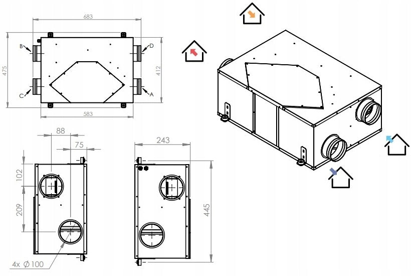 Recuperator ventilation unit 250 Heko Premium Enthalpic Prodmax Kind heat recovery ventilator