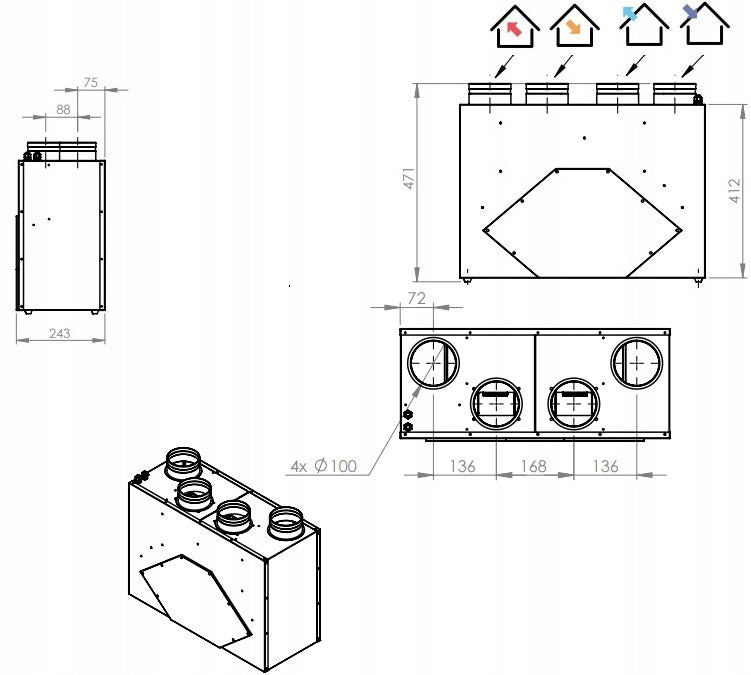 Recuperator ventilation unit 250 Veko Premium Enthalpic Prodmax Kind heat recovery ventilator