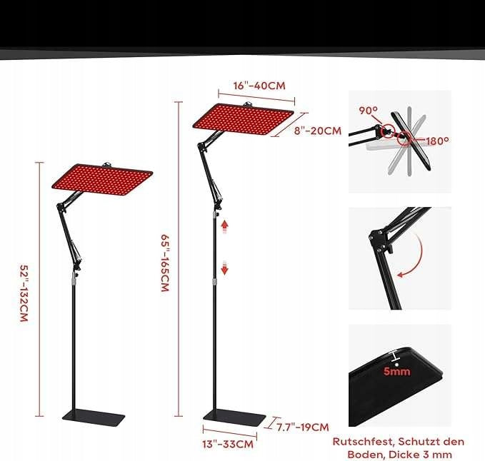 Red Light Therapy Therapeutic Lamp 660/850/940nm with Timer 50W Medical device no