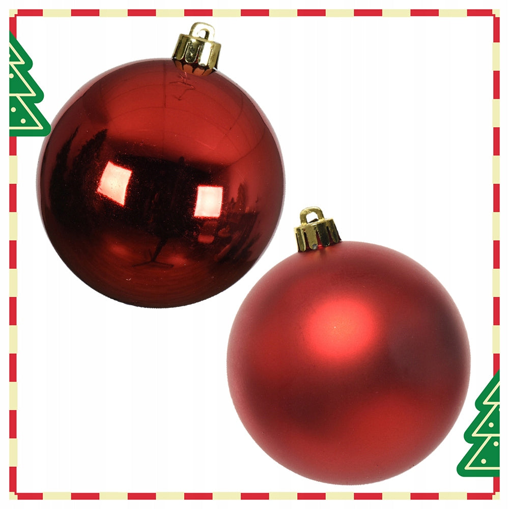 Red baubles 10cm gloss matt 4 pcs plastic Christmas tree decorations Brand Kaemingk