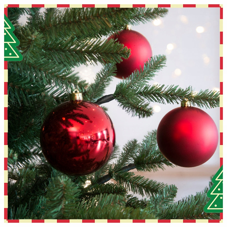 Red baubles 10cm gloss matt 4 pcs plastic Christmas tree decorations Packaging status original
