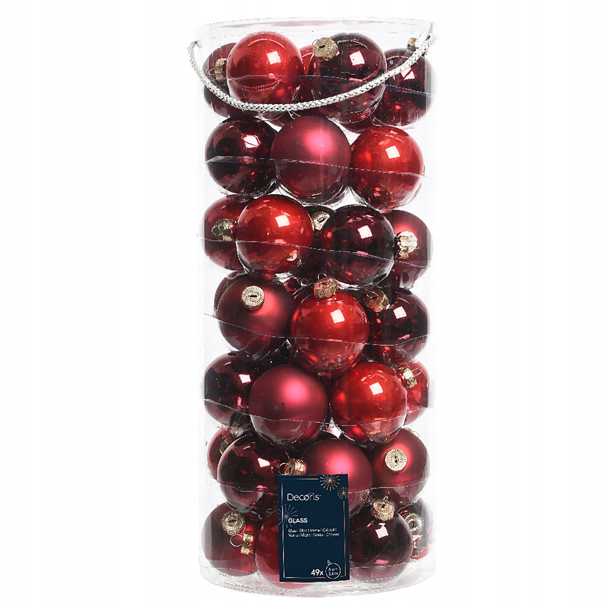 Red-bord glass baubles 6 cm mix gloss matt 49 pcs. ornaments Brand Kaemingk