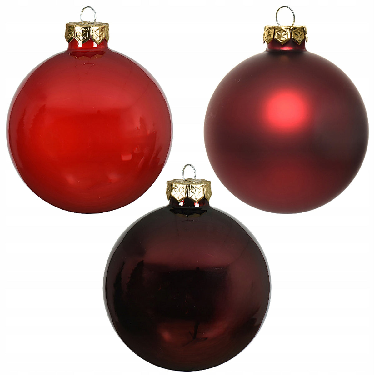 Red-bord glass baubles 6 cm mix gloss matt 49 pcs. ornaments Packaging status original