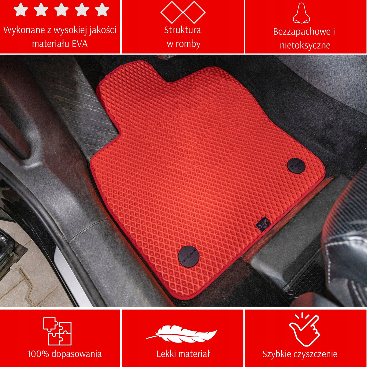 Red rubber wiper mats for EVA MAX-DYWANIK Packaging status original