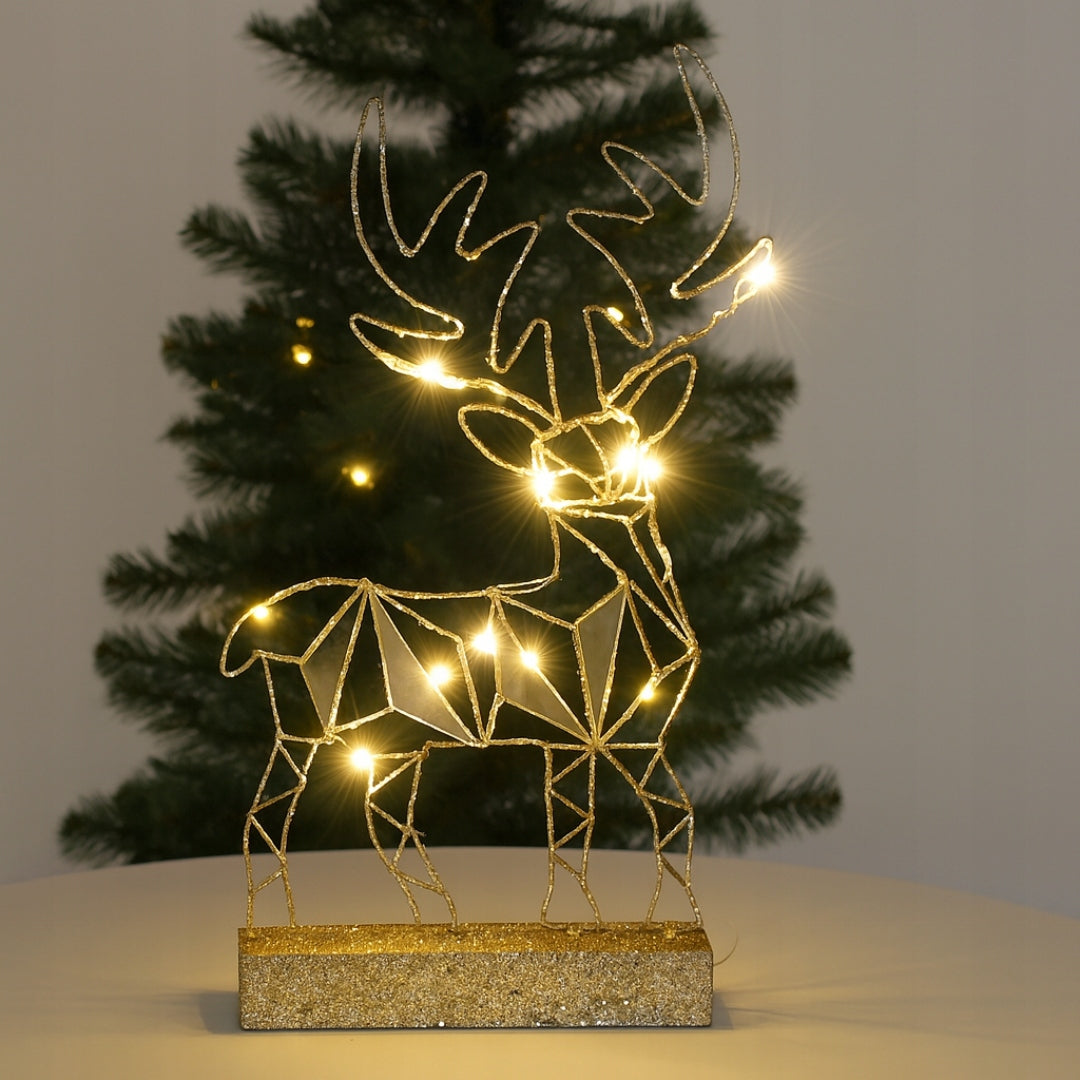 Reindeer Christmas Glowing LED Gold Geometric Standing 38cm Decoration Manufacturer code Ozdoba Dekoracja Świąteczna Prezent