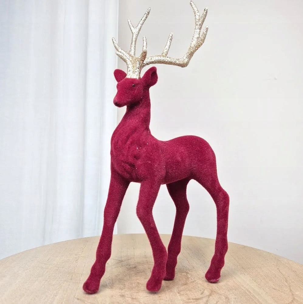 Reindeer deer velour Christmas figurine burgundy 32cm Manufacturer code SF-D918/GL-CLARET