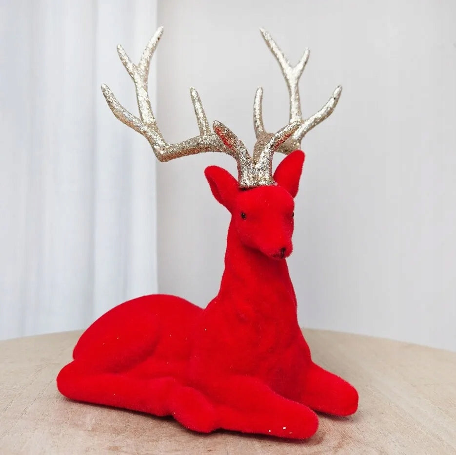 Reindeer deer velour Christmas figurine red 23cm Manufacturer code SF-D919/GL-RED
