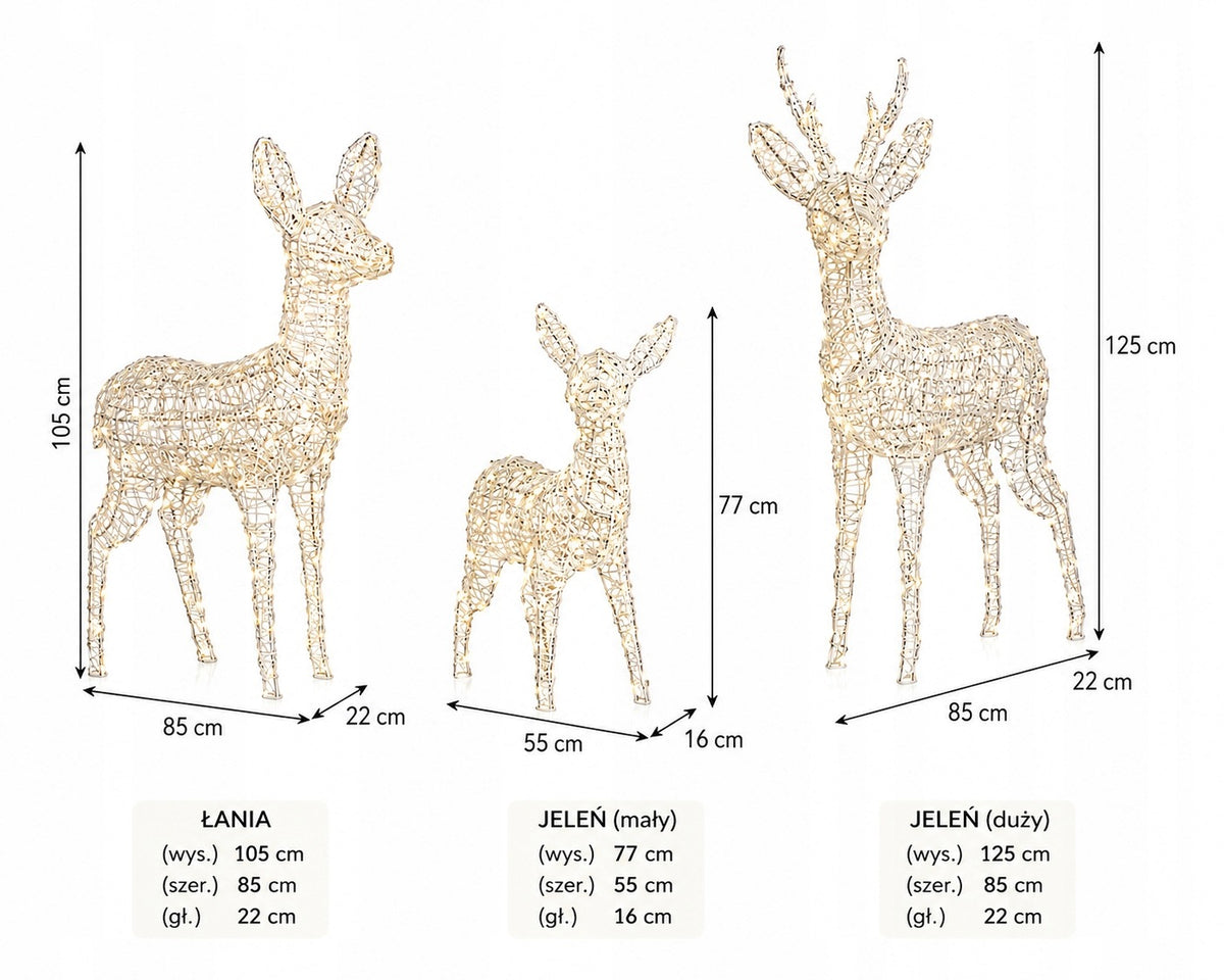 Reindeer family LED Christmas decoration decorations 3 pcs large stable Brand no brand