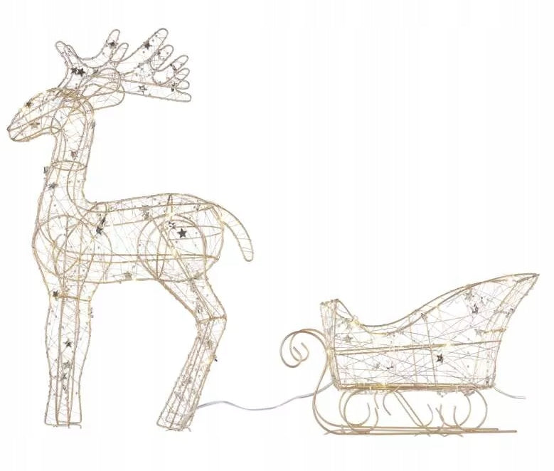 Reindeer with sleigh 50 LED gold 3x AA warm white EAN (GTIN) 8592920111062