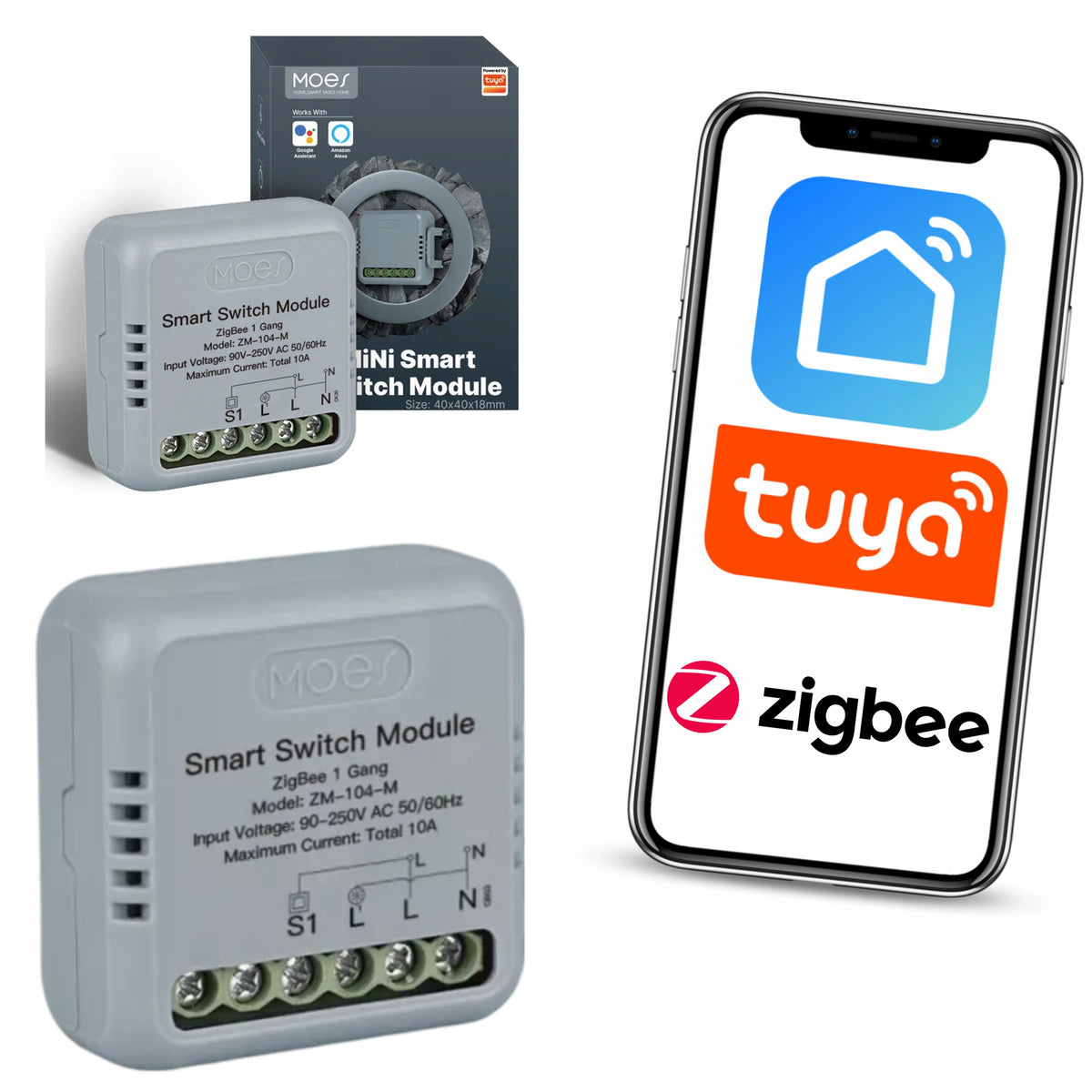 Relay Zigbee Tuya switch Moes 1 channel Home Assistant Zigbee2mqtt