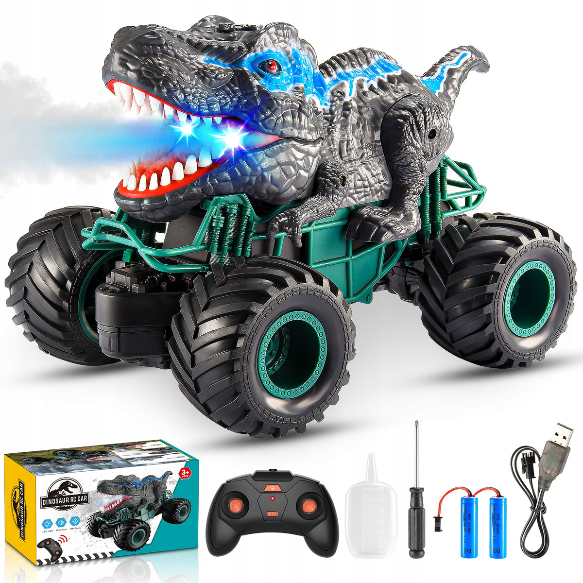 Remote Controlled Car-Dinosaur,Monster Truck for Kids,Grey