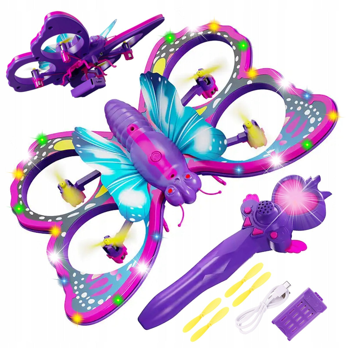 Remote Controlled Drone Butterfly RC Flying Glowing Kids Remote Control Wand