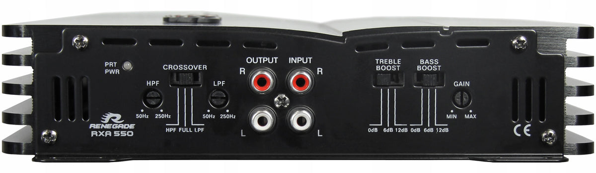 Renegade RXA550 - dual channel amplifier, power RMS 2x75 Watt bridge 275W RMS Packaging status original