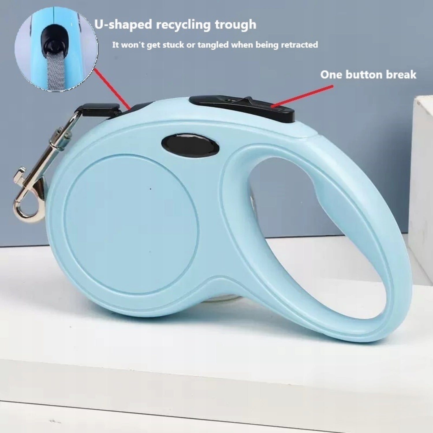 Retractable dog leash, 5m, non-slip,with break system,blue Manufacturer code K-05