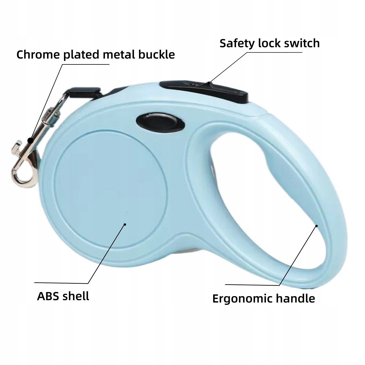 Retractable dog leash, 5m, non-slip,with break system,blue Packaging status original