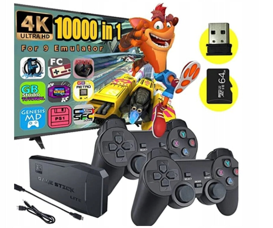 Retro Game Console TV HDMI 64GB 2 Wireless Pads 20000