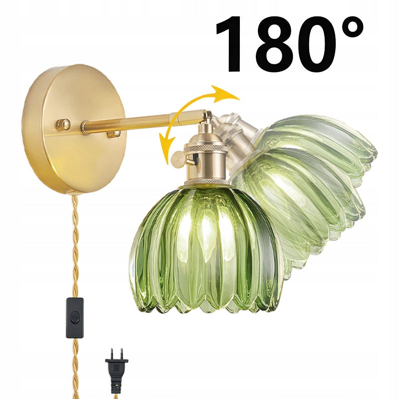 Retro Green Glass Plug-in Wall Lamp E27 Adjustable 180° Swivel Light Manufacturer code G07586118985724