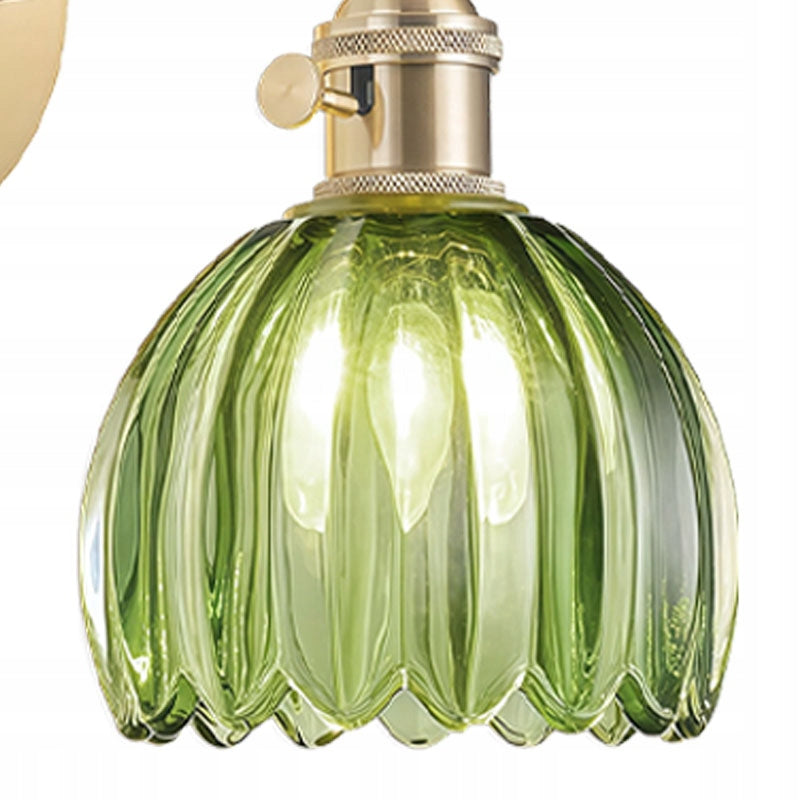 Retro Green Glass Plug-in Wall Lamp E27 Adjustable 180° Swivel Light Packaging status original