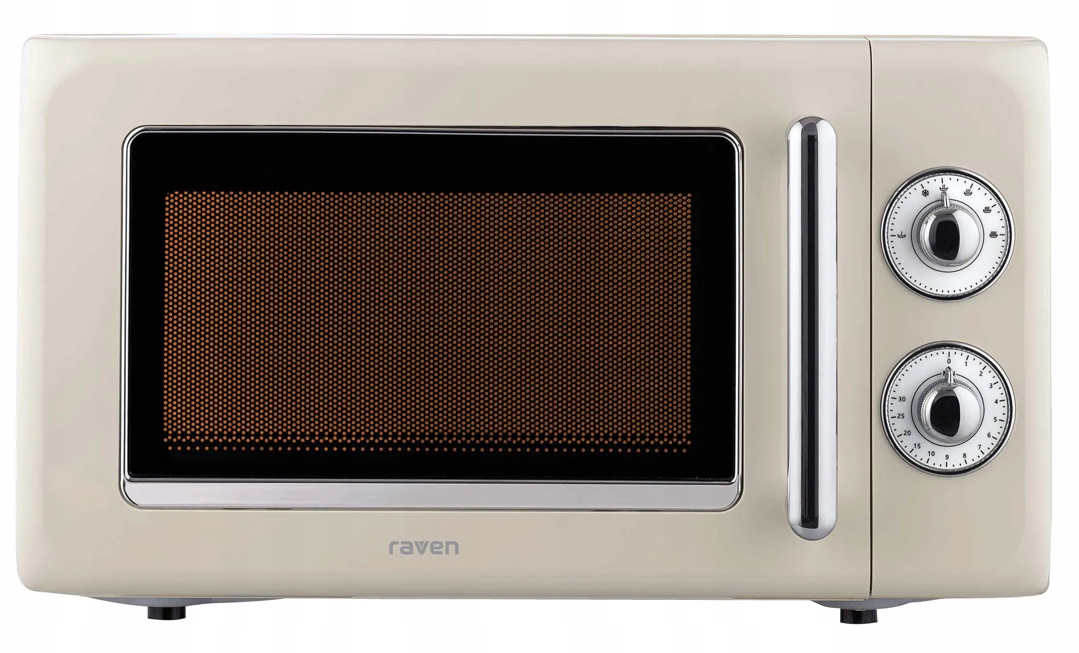 Retro Microwave Oven Raven EKM008 700W 18L Timer Defrost Beige