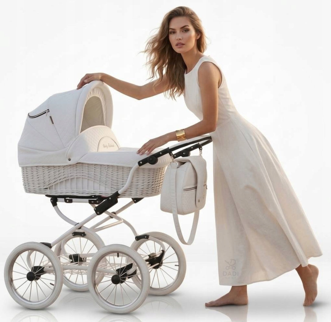 Retro Trolley 2in1 Wicker Gondola - Scarlett Baby Fashion White BW-1