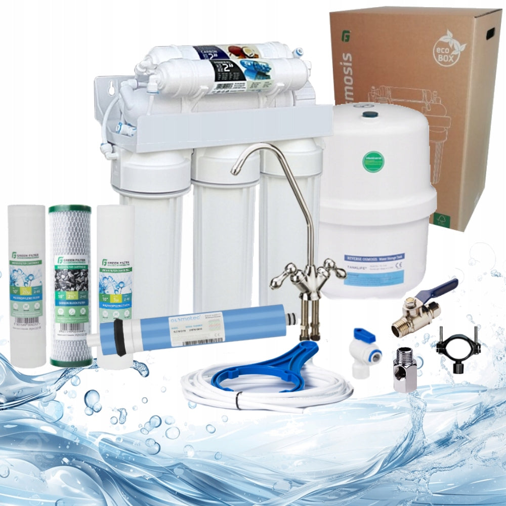 Reverse Osmosis System with RO6 Mineralizing Cartridge Green Filter