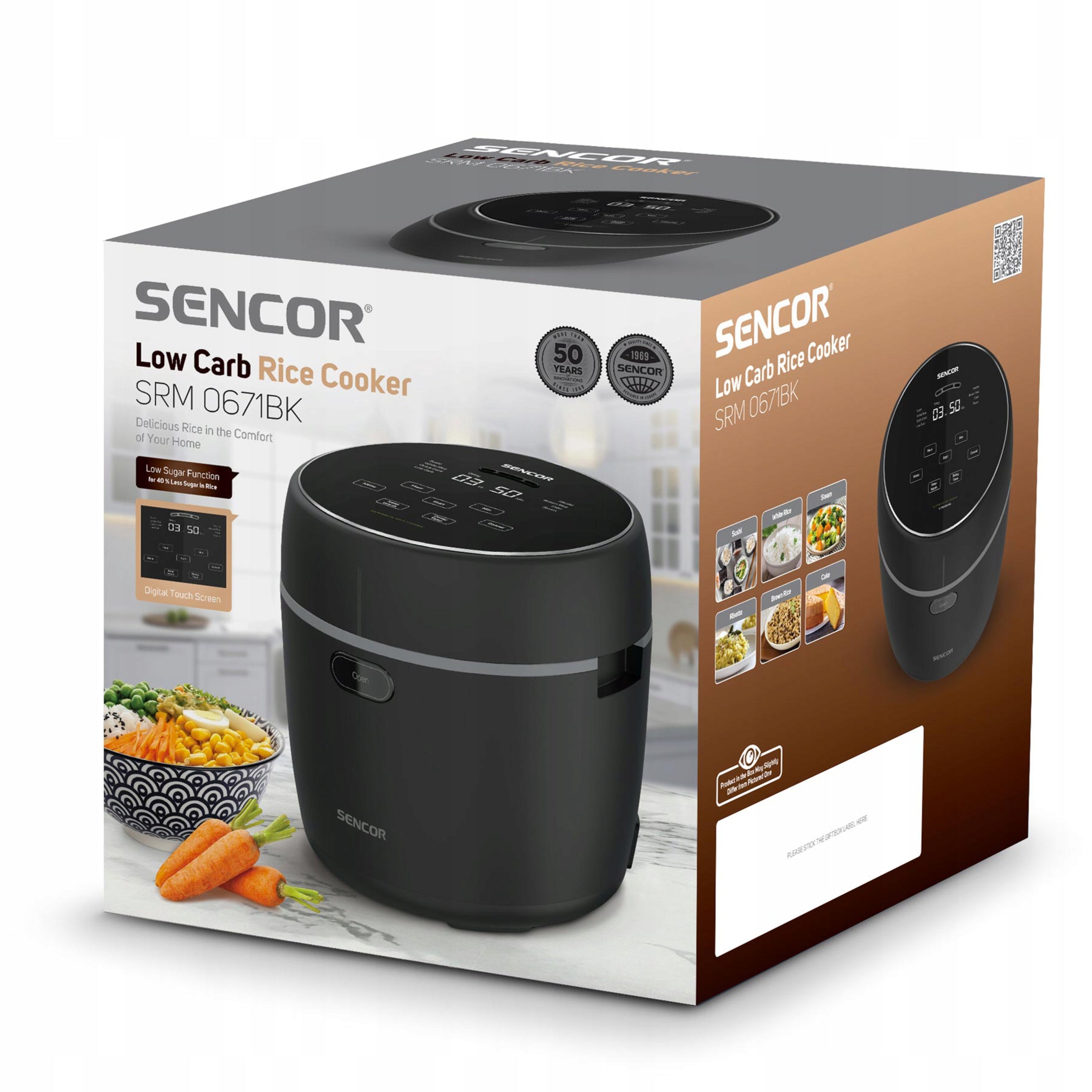 Rice Cooker Multifunctional Pot 0,6L 8 FUNCTIONS 350W Sencor SRM 0671BK Black Packaging status original