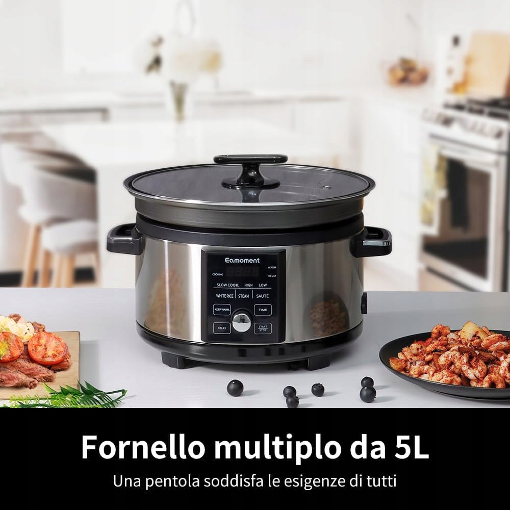Rice Pot 5 L Programmable Slow Cooker with Timer, 4 in 1 Multicooker Packaging status original