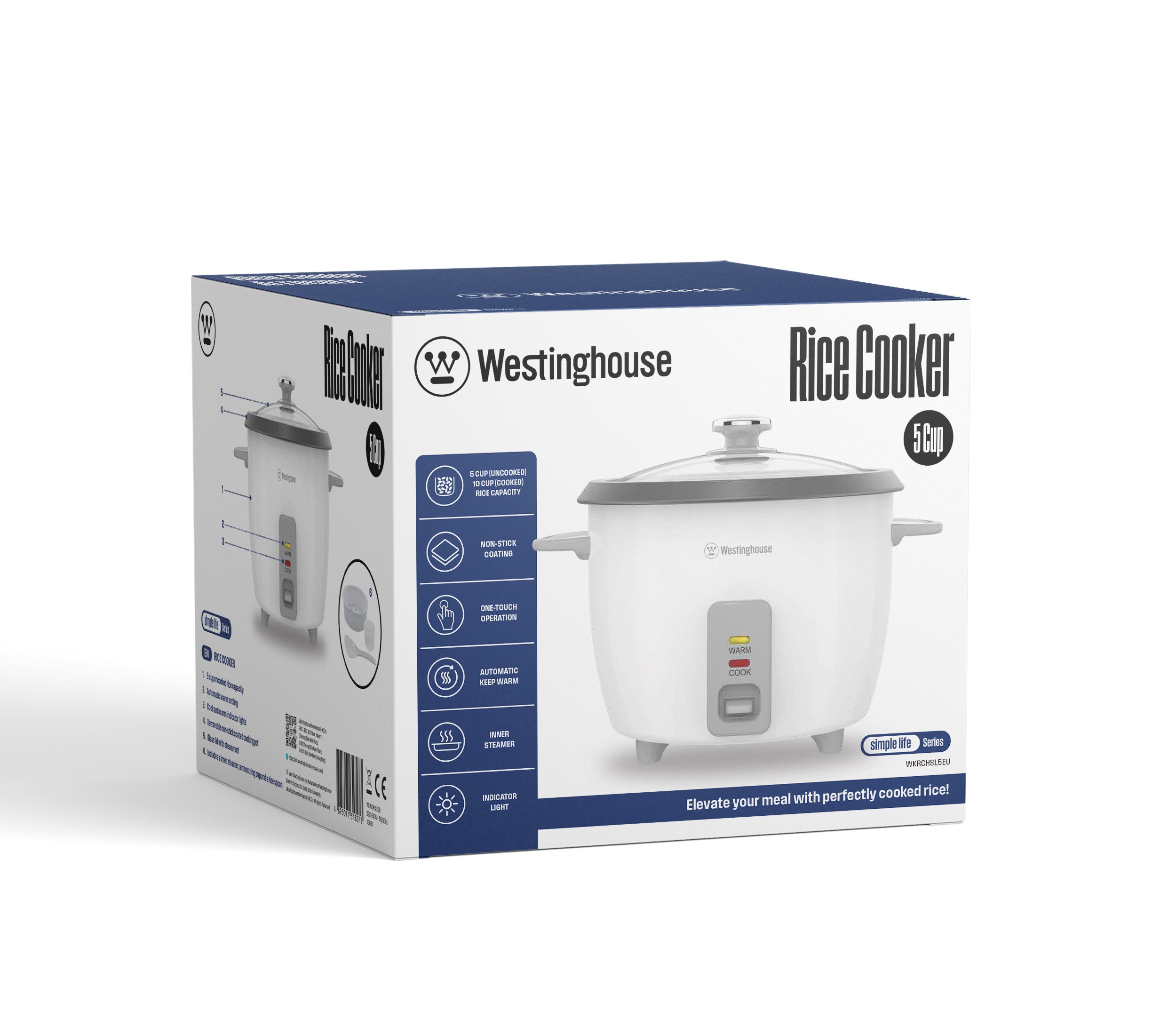 Rice cooker WESTINGHOUSE WKRCHSL5EU electric pot 400W white Manufacturer code WKRCHSL5EU