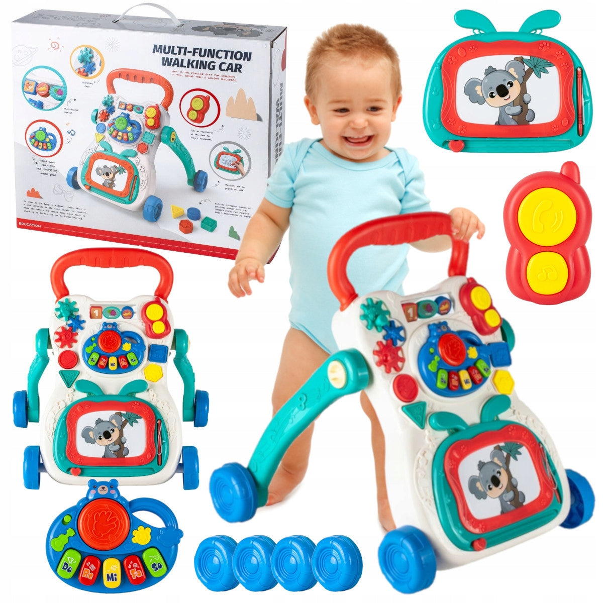Ride-on Pusher Walker Interactive 3in1 Toy Magic Drawing Board Piano Organki Packaging status original