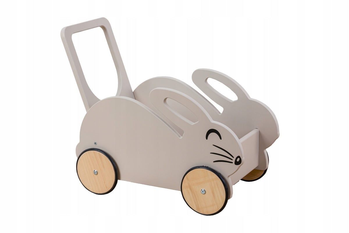 Ride-on , pusher container toy trolley - bunny beige