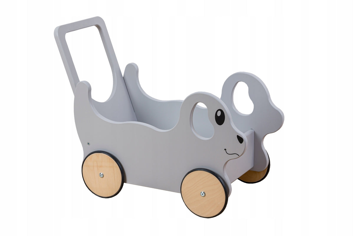Ride-on , pusher container toy trolley -dog grey