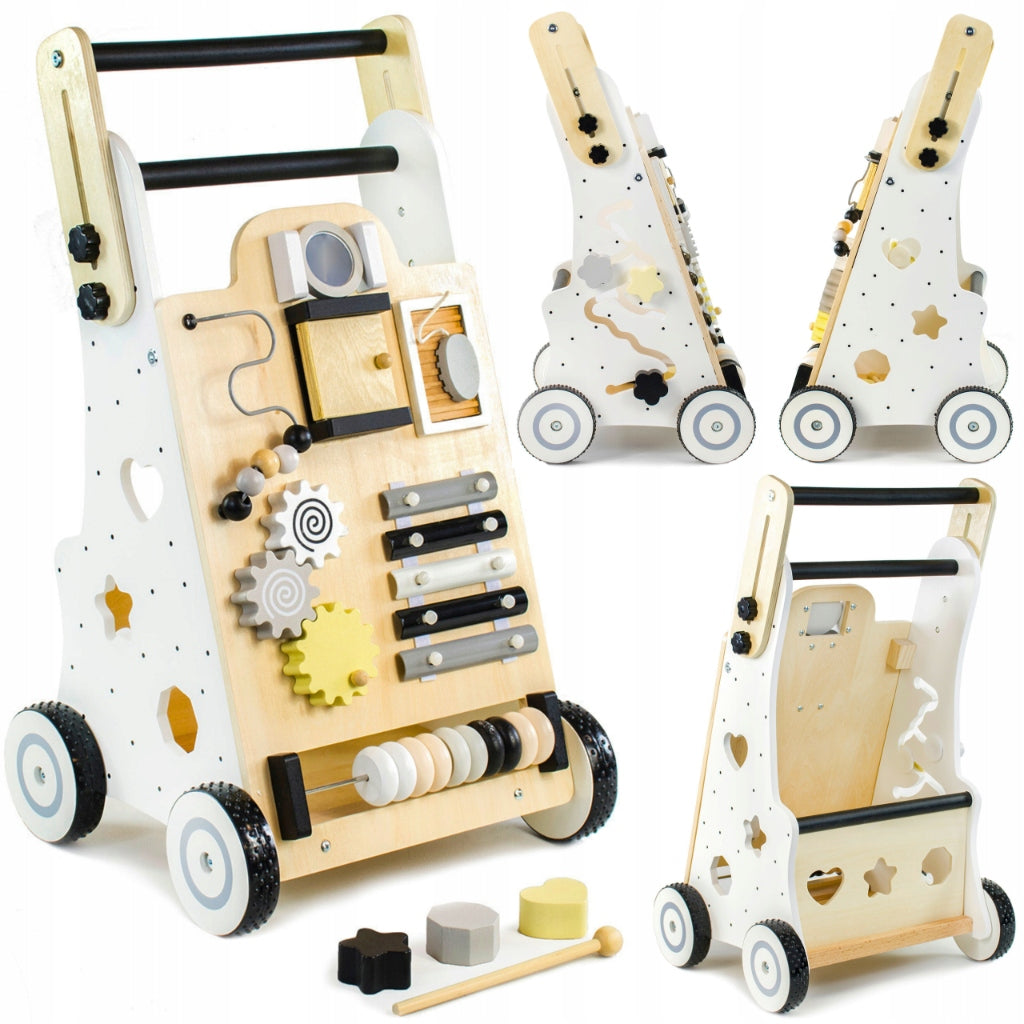 Ride-on pusher wooden walker child manipulation board montessori