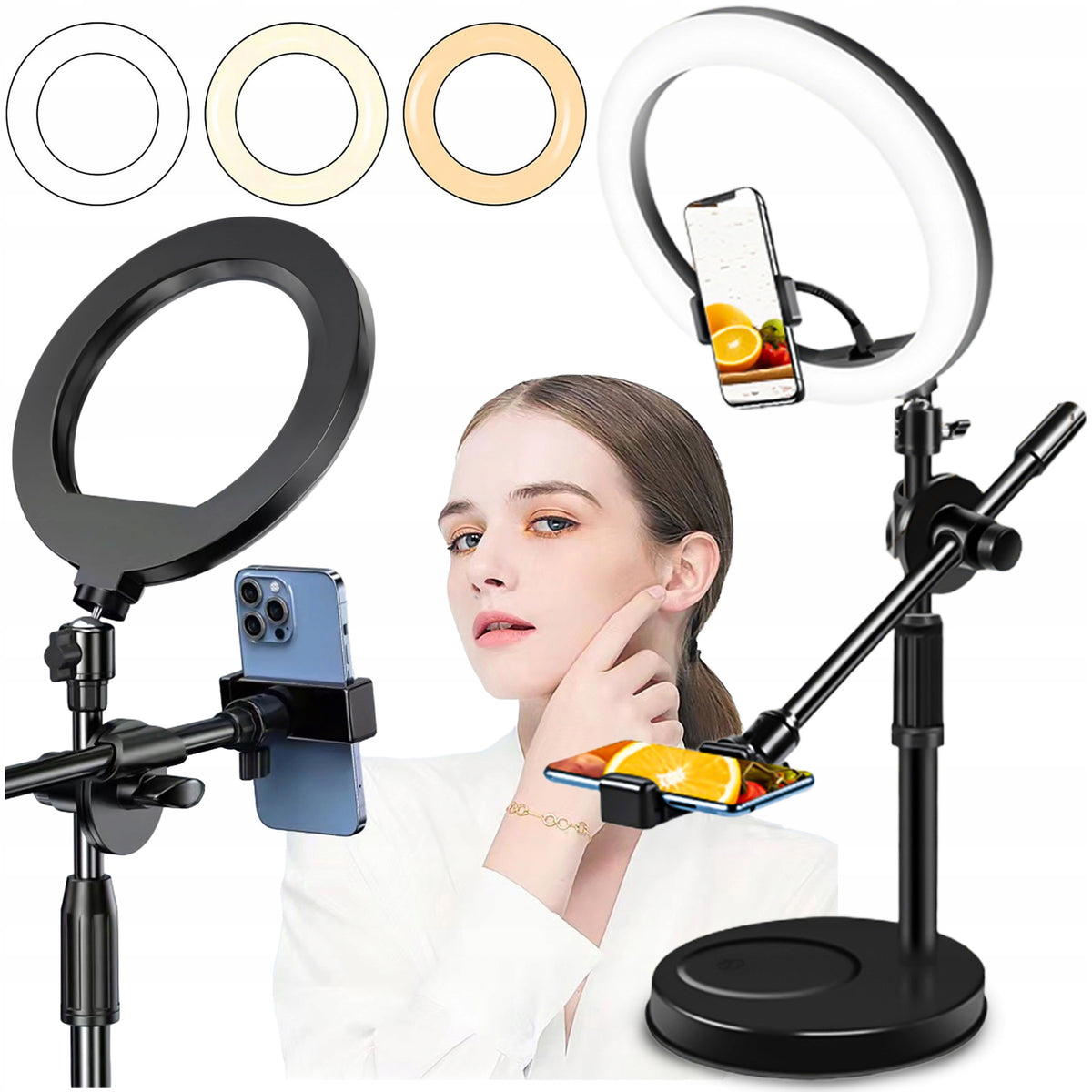 Ring Lamp 10 Tripod with 2 Phone Holders and Arm Packaging status original