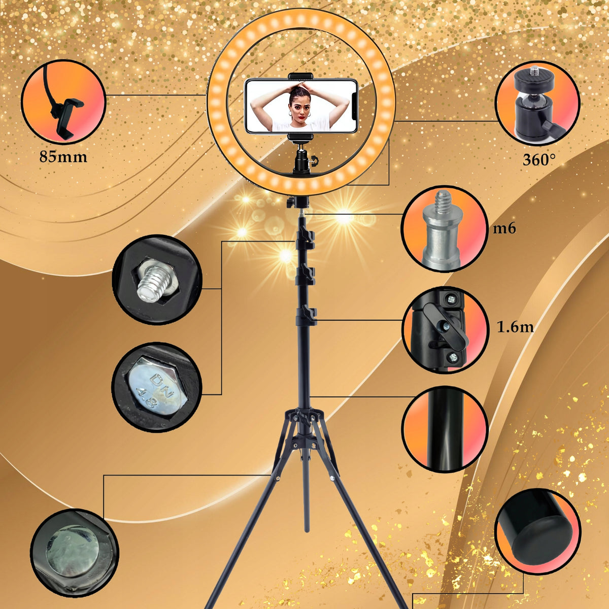 Ring lamp LED ring tripod tik tok you tube twitch 30cm 360° strong Packaging status original