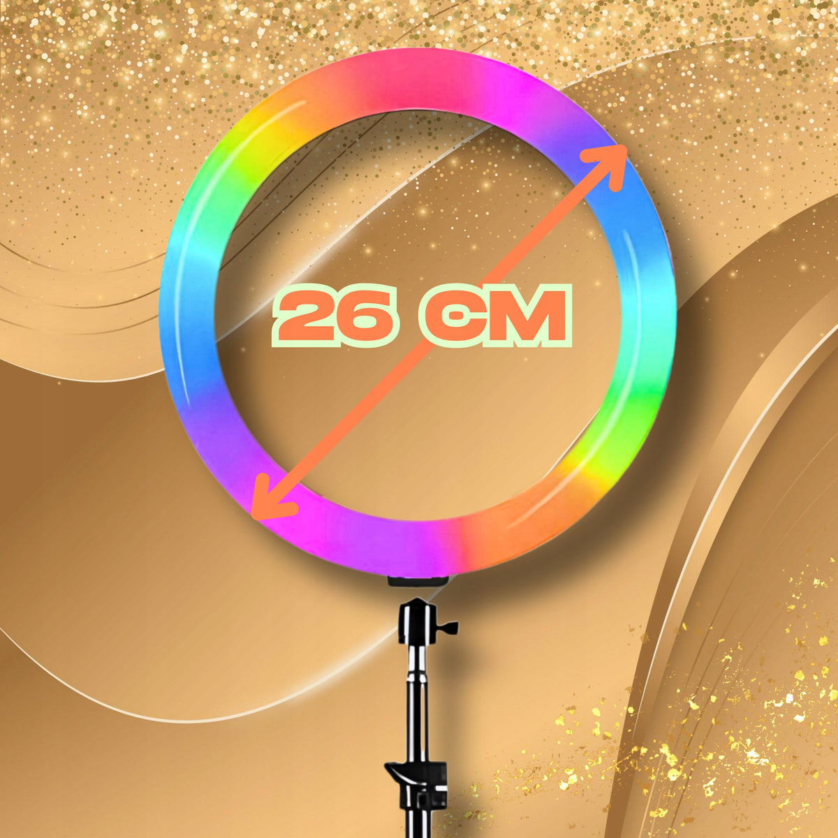 Ring lamp RGB RING 26cm 80w + Tripod 220cm + Remote control BT + Power adapter Packaging status original