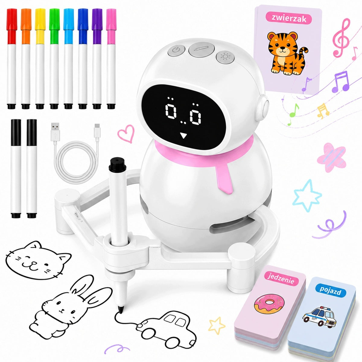 Robot for children drawing MELA in Polish for Educational Learning Interactive