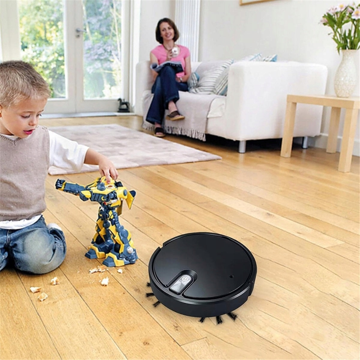 Robot vacuum cleaner 1800Pa with humidification function and obstacle avoidance black Battery type lithium-ion