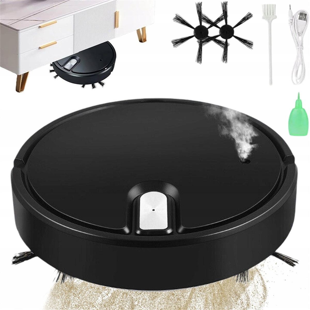 Robot vacuum cleaner 1800Pa with humidification function and obstacle avoidance black