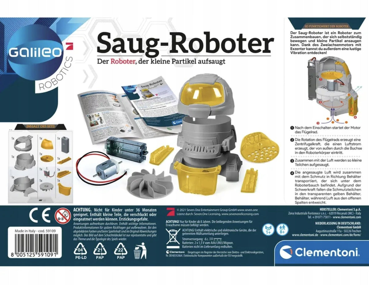 Robot vacuum cleaner Educational toy for children Clementoni SAUG-ROBOTER Manufacturer code 5591458