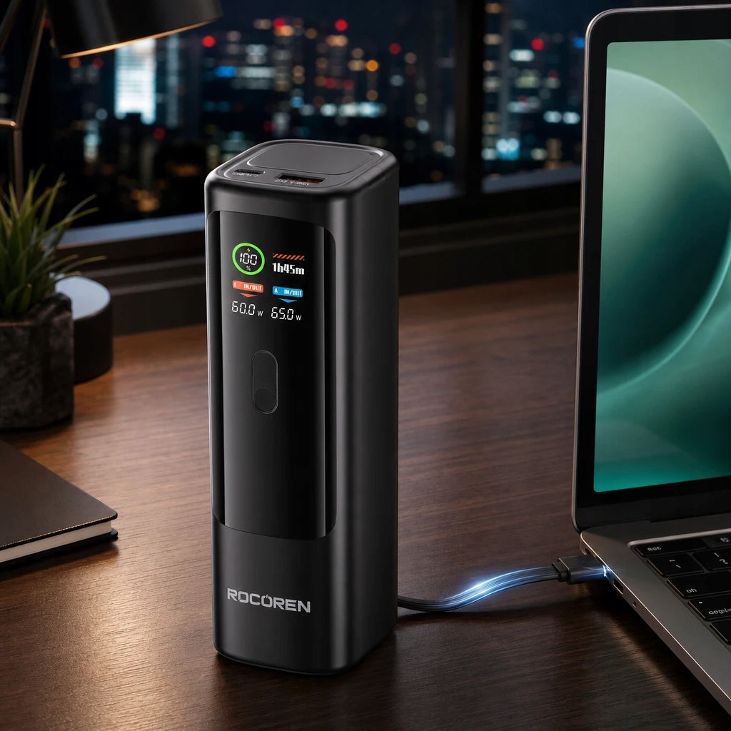 Rocoren PowerStation M20 Power Bank 20,000 mAh 100W – TFT Display, USB-C Cable Packaging status original