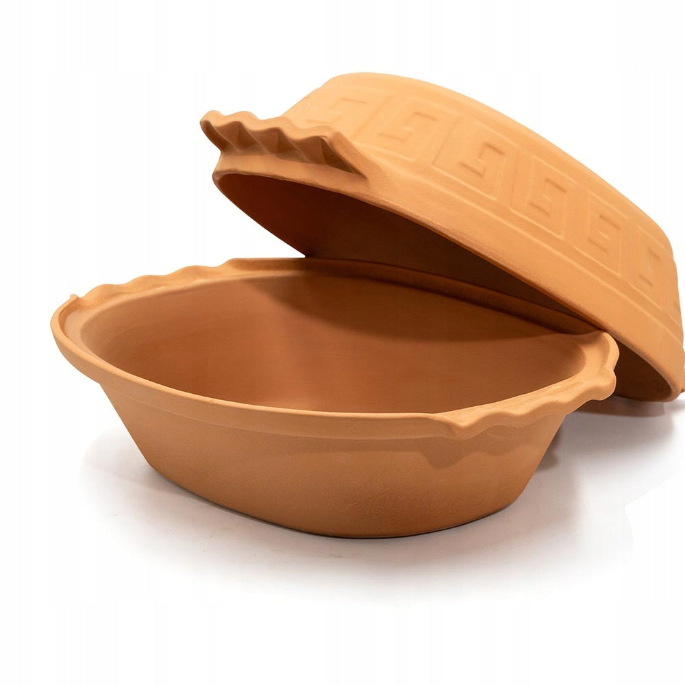 Roman clay pot with lid oval 2,5L for oven baking Brand Jelux