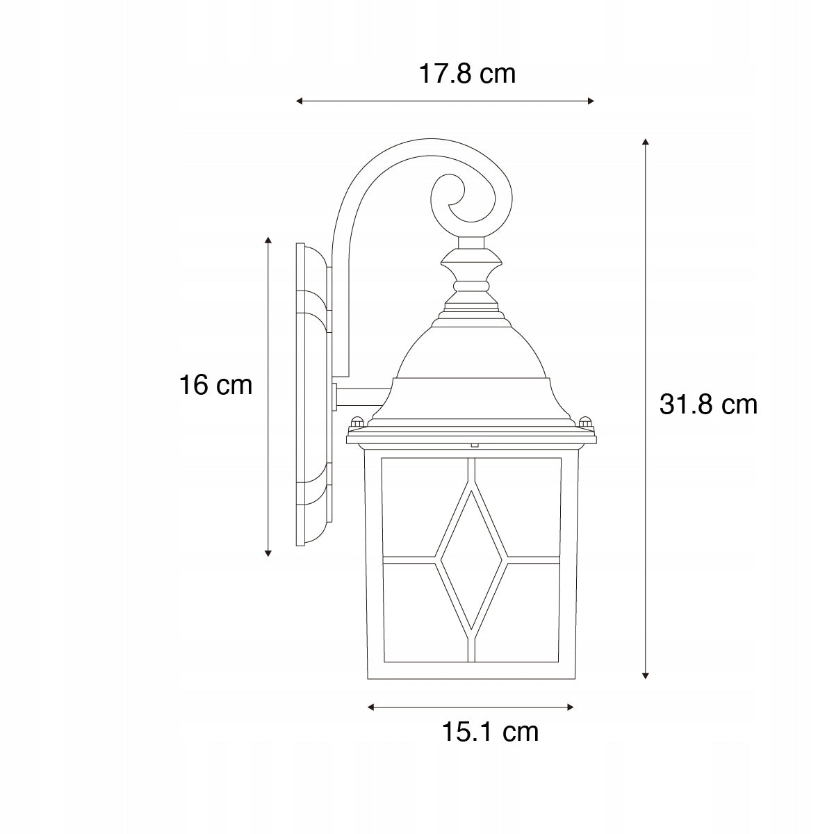 Romantic outdoor wall lamp dark green - London Color other