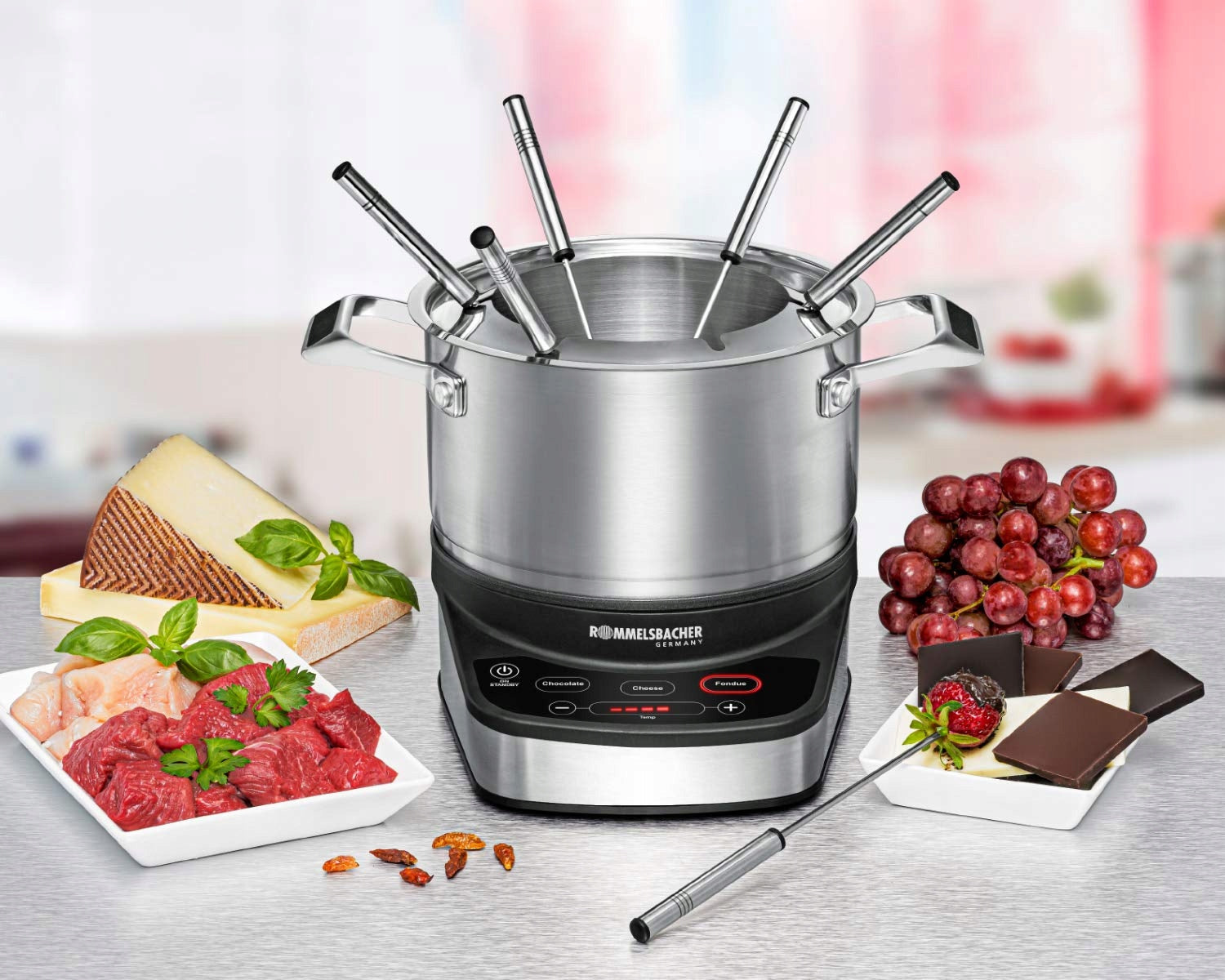 Rommelsbacher F 1200 electric fondue set 2,5 l stainless steel Brand Rommelsbacher