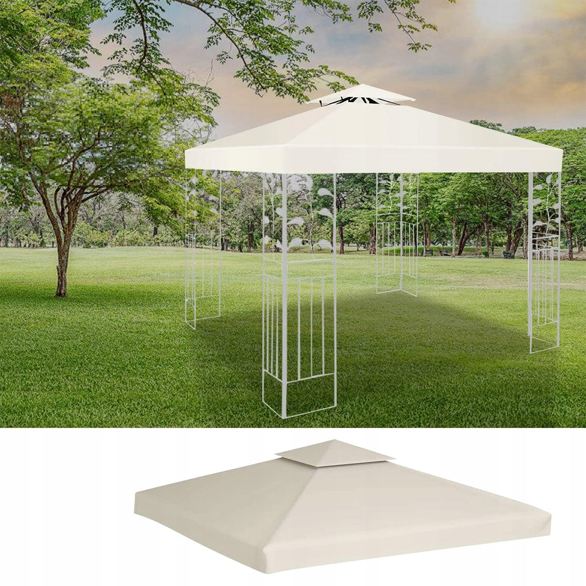 Roof Cover Garden Pavilion Gazebo Plating 3x3m Beige Waterproof Packaging status original