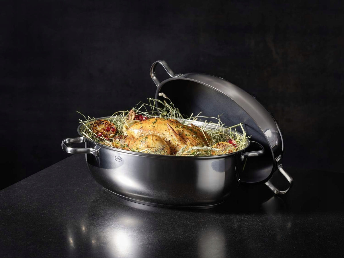 Rösle Elegance Oval Steel Pan 8L Induction Lid Pan Brand Rösle