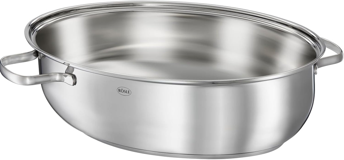 Rösle Elegance Oval Steel Pan 8L Induction Lid Pan