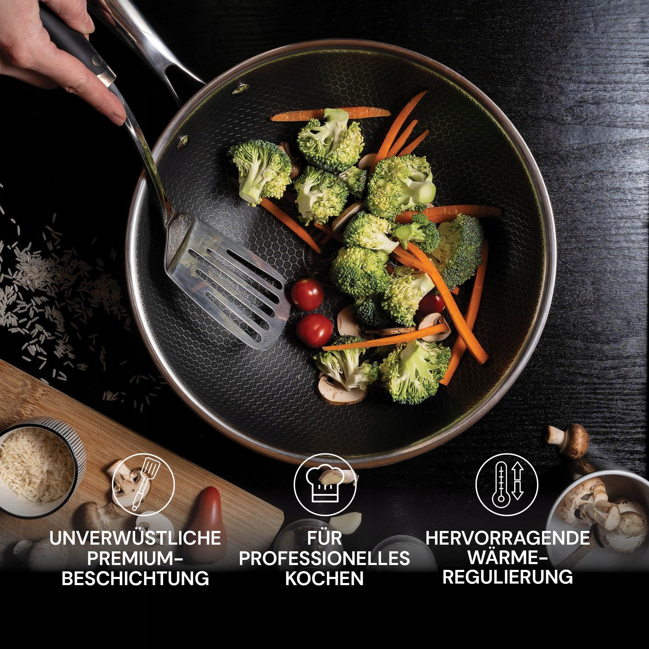 Rosmarino HexaPro 3.0 stainless steel frying pan with a diameter of 24 cm Brand Rosmarino